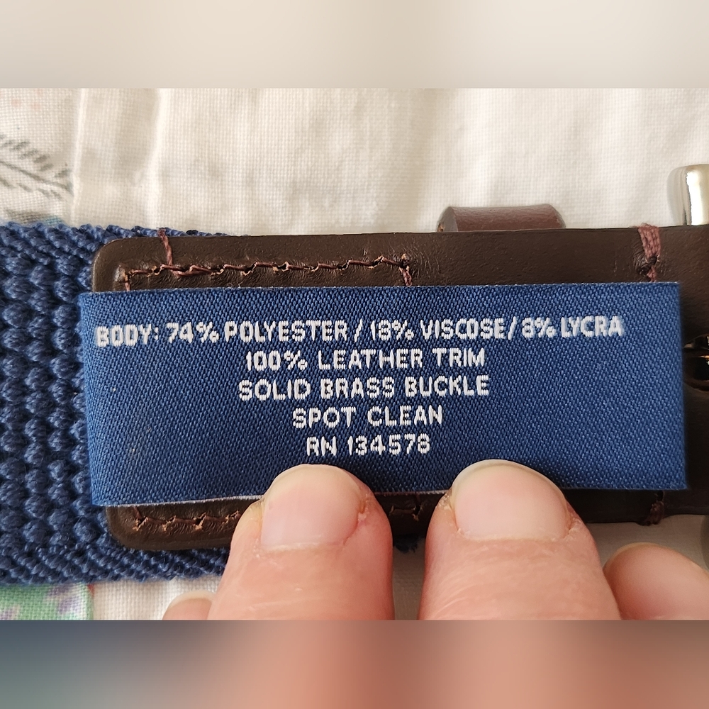 Vineyard Vines Belt Leather Trim Solid Brass Buckle Size 30 - Picture 7 of 13